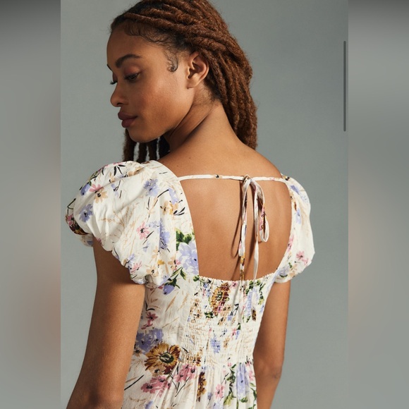 Anthropologie Puff Sleeve Midi Dress - Picture 2 of 14